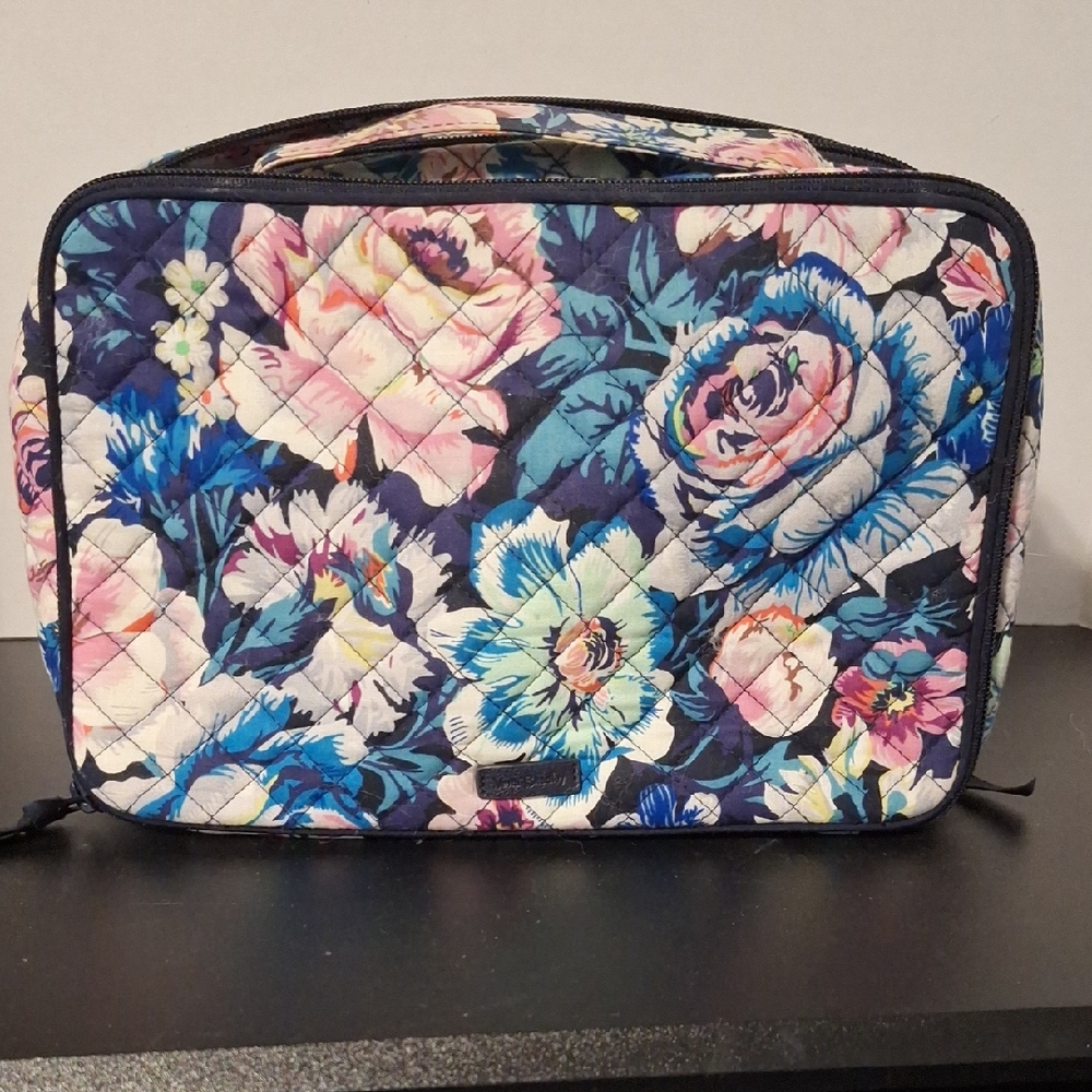 Vera Bradley Blue and Pink Floral Cosmetic Bag